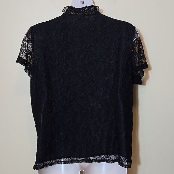 Claudia Richards Regencycore Black Lace Button Front Blouse Goth Whimsigothic - Picture 11 of 15